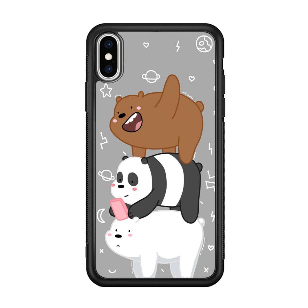 We Bare Bear Overlap iPhone Xs Case-Phone Case-Rubber Black (2D Case)-Altracase