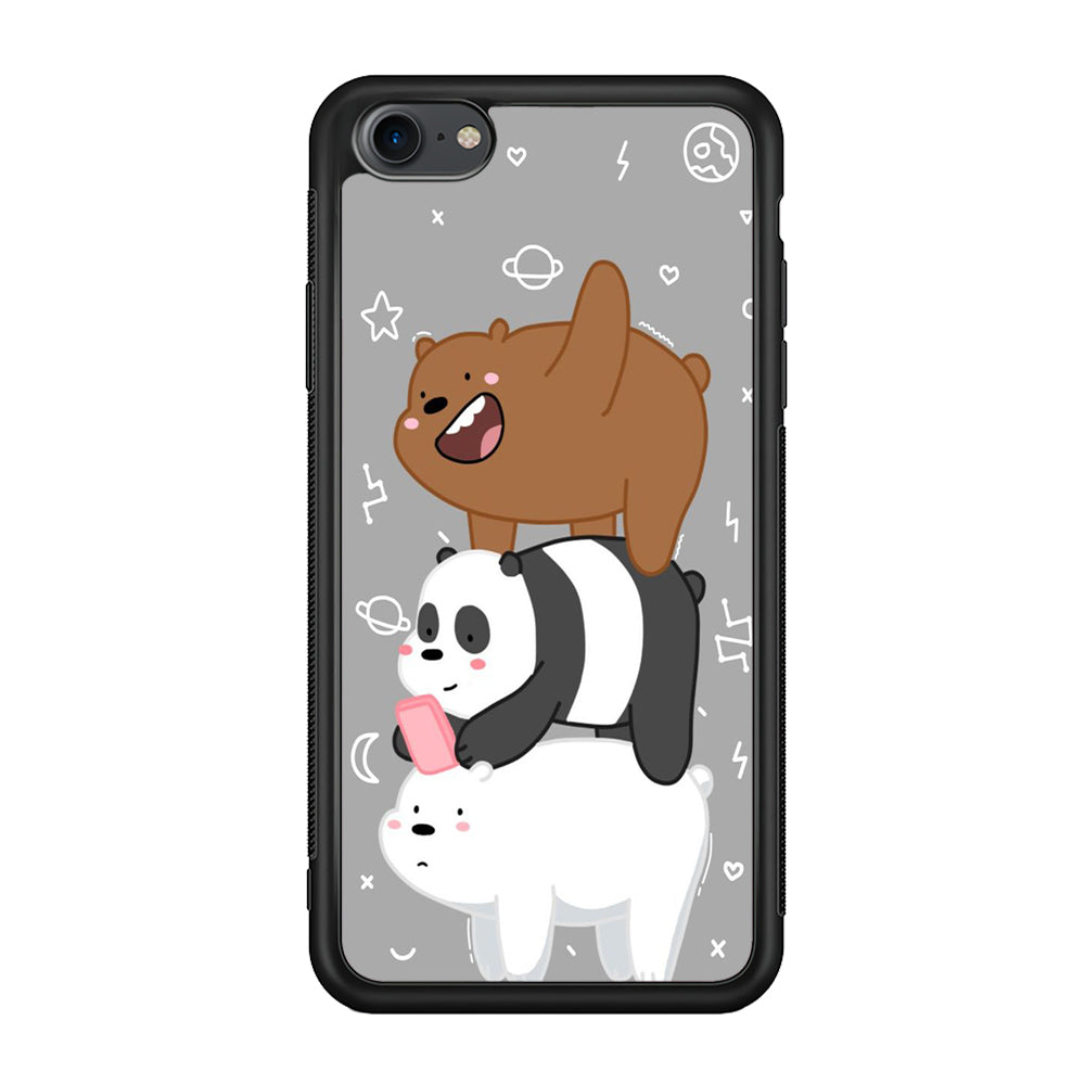 We Bare Bear Overlap iPhone SE 3 2022 Case-Phone Case-Rubber Black (2D Case)-Altracase