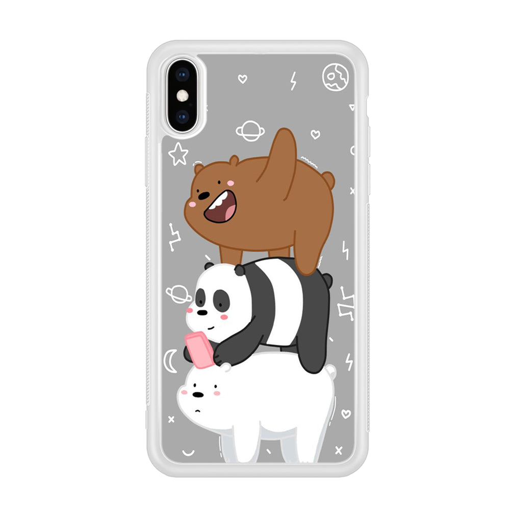 We Bare Bear Overlap iPhone Xs Case-Phone Case-Rubber White (2D Case)-Altracase