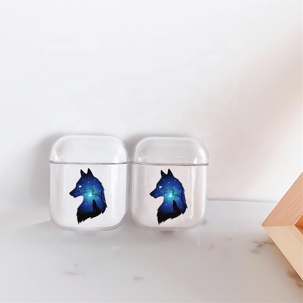 Wolf Silhouette Hard Plastic Protective Clear Case Cover For Apple Airpods-AirPod Case-Altracase