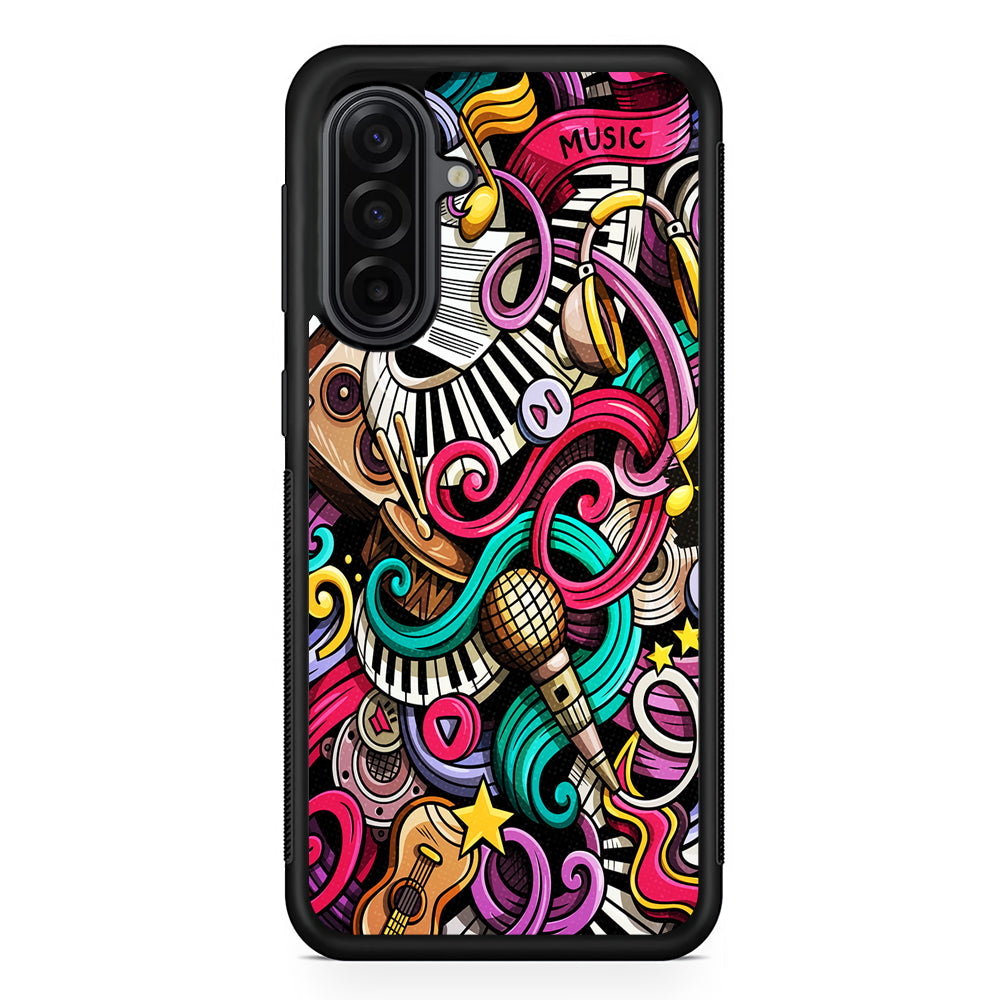 Music Doodle Art Samsung Galaxy A17 Case | Durable Rubber Samsung Galaxy A17 Phone Case