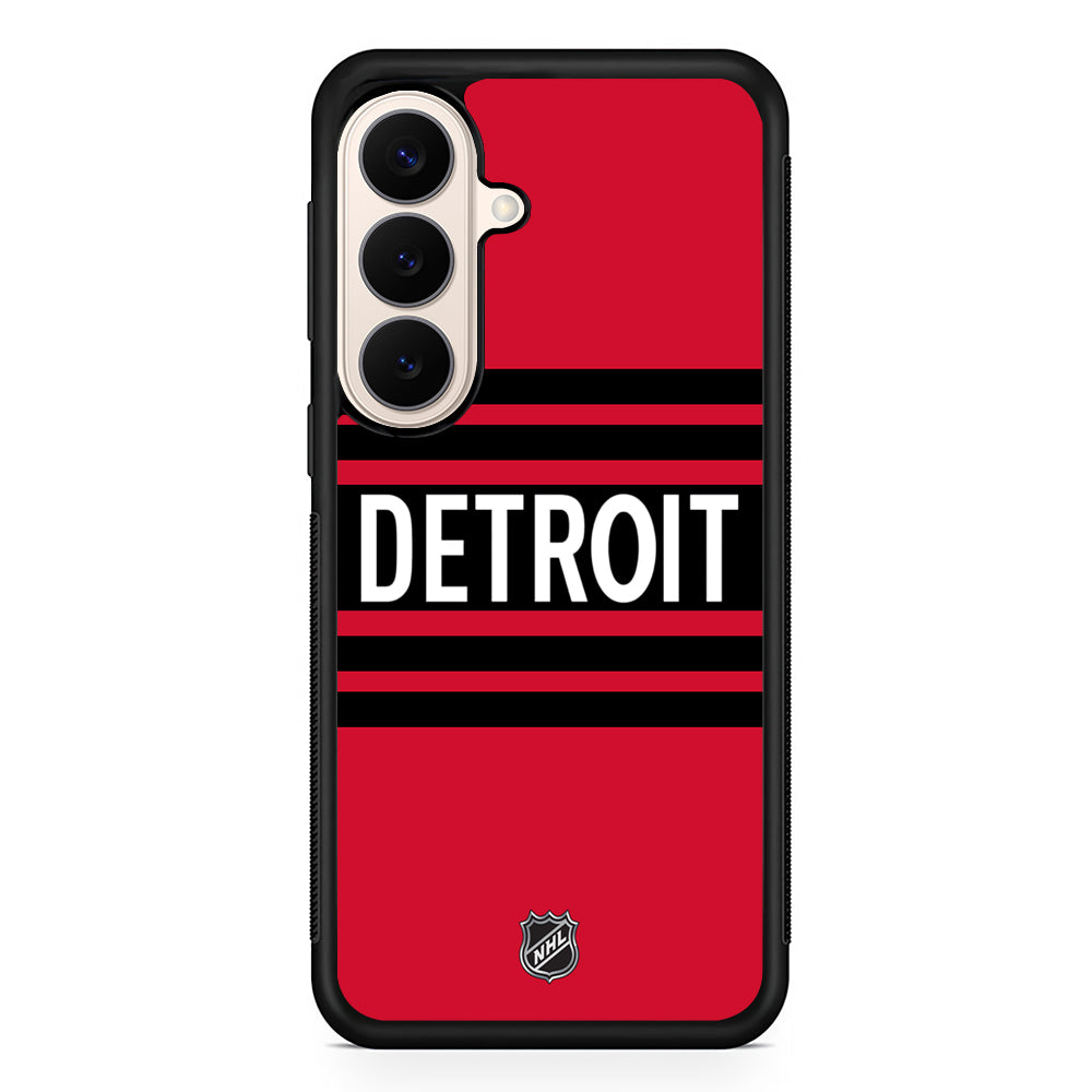 NHL Detroit Red Wings Red Black Samsung Galaxy S26 Case | Durable Protective Rubber Cover