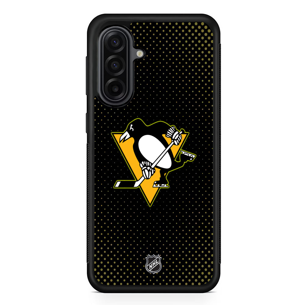 NHL Pittsburgh Penguins Dots Pattern Samsung Galaxy A17 Case | Durable Rubber Samsung Galaxy A17 Phone Case