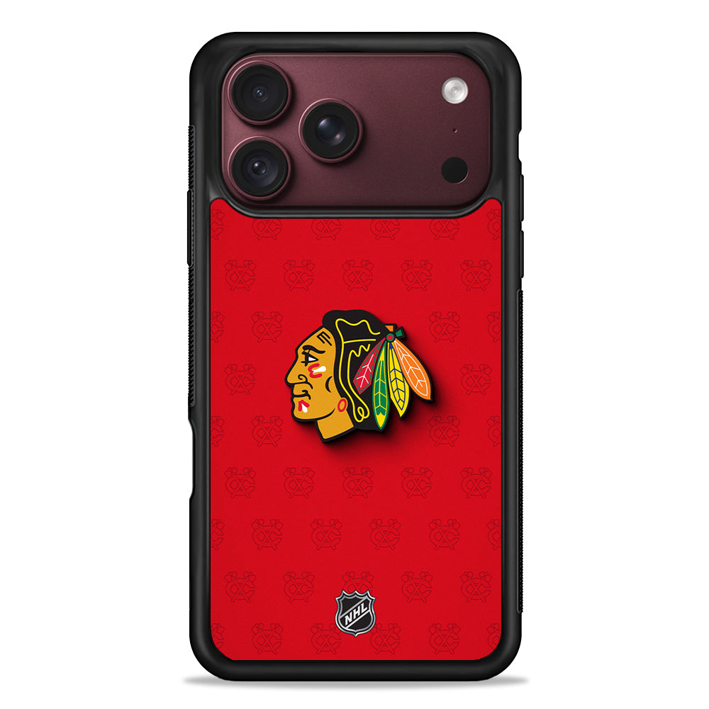 NHL Chicago Blackhawks Pattern iPhone 18 Pro Max Case – Slim Silicone Protective Cover