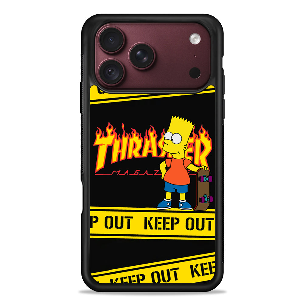 Thrasher Bart Danger Line iPhone 18 Pro Max Case – Slim Silicone Protective Cover