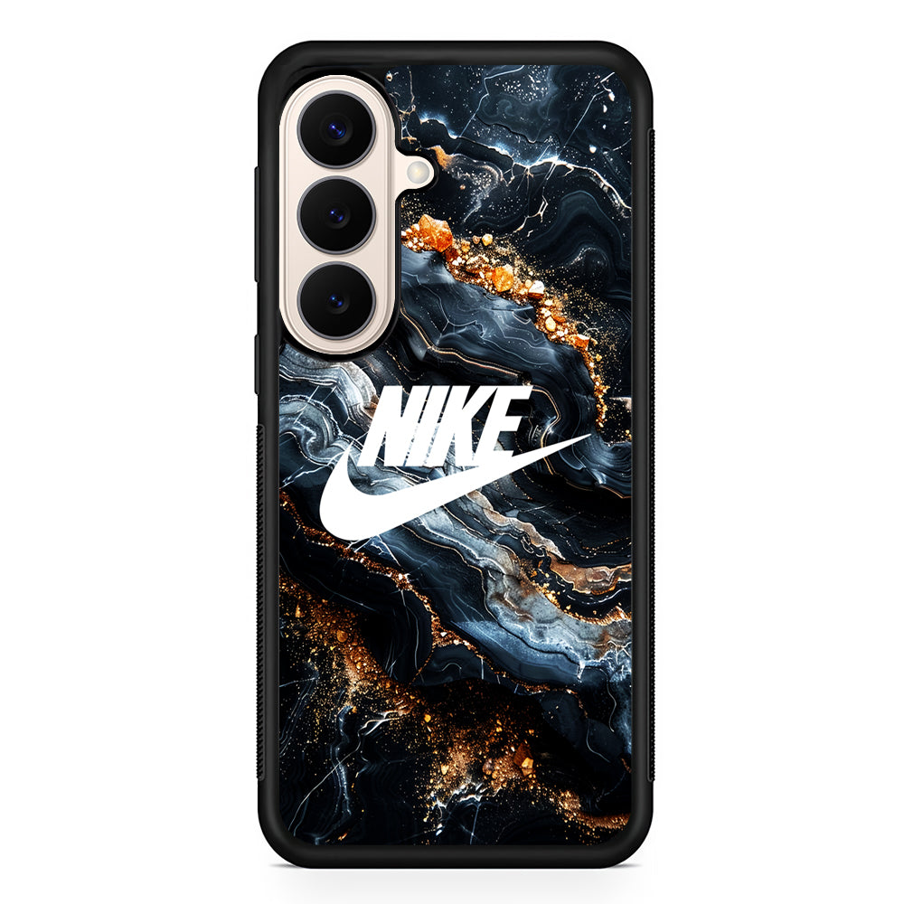 Nike Logo Grey Gold Stone Marble Samsung Galaxy S26 Case – Slim Protective Phone Cover