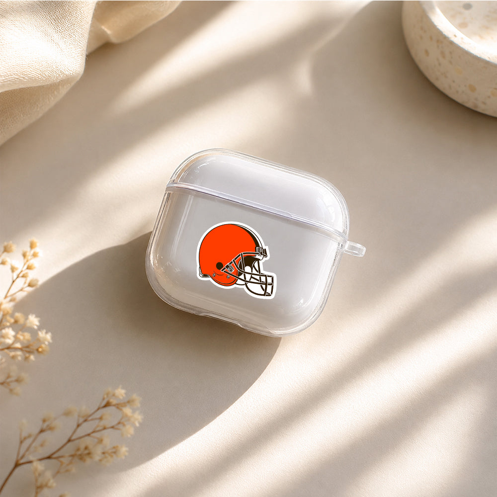 NFL Cleveland Browns Logo Protective Apple Airpods 4 Clear Case - Durable Clear Protection