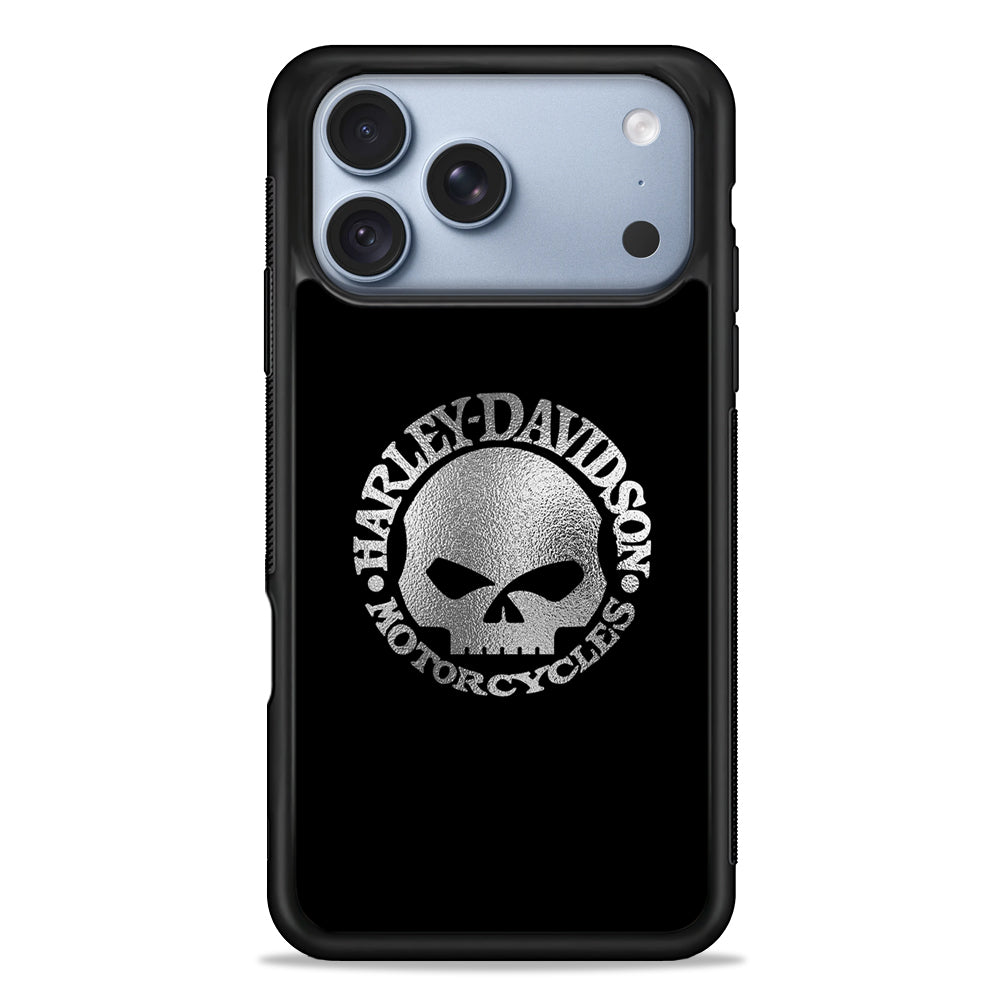 Harley Davidson Skull Silver iPhone 18 Pro Case - iPhone 18 Pro Silicone Case