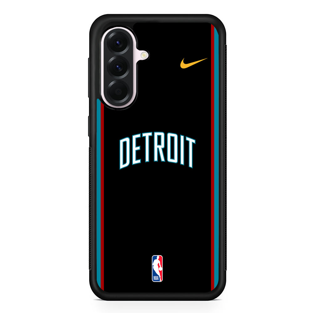 NBA Detroit Pistons Black Nike Samsung Galaxy A56 Case | Samsung Galaxy A56 Protective Rubber Case