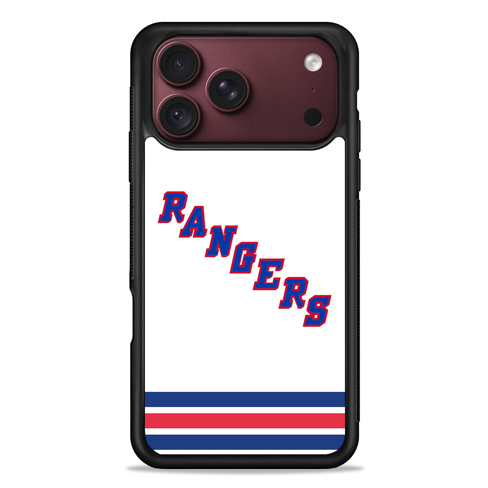 NHL New York Rangers White iPhone 18 Pro Max Case – Slim Silicone Protective Cover