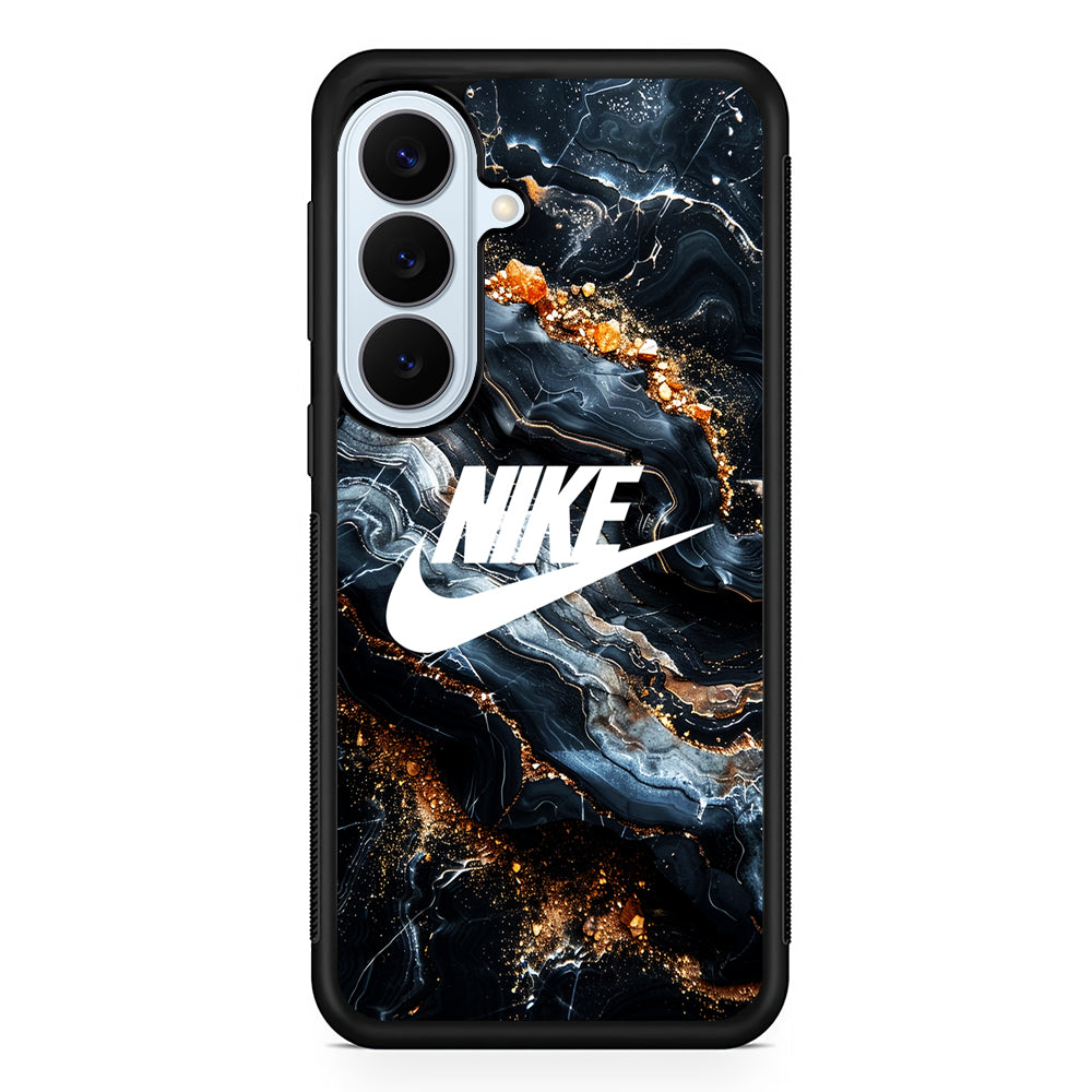 Nike Logo Grey Gold Stone Marble Samsung Galaxy S26 Plus Case | Lightweight Protective Phone Cover