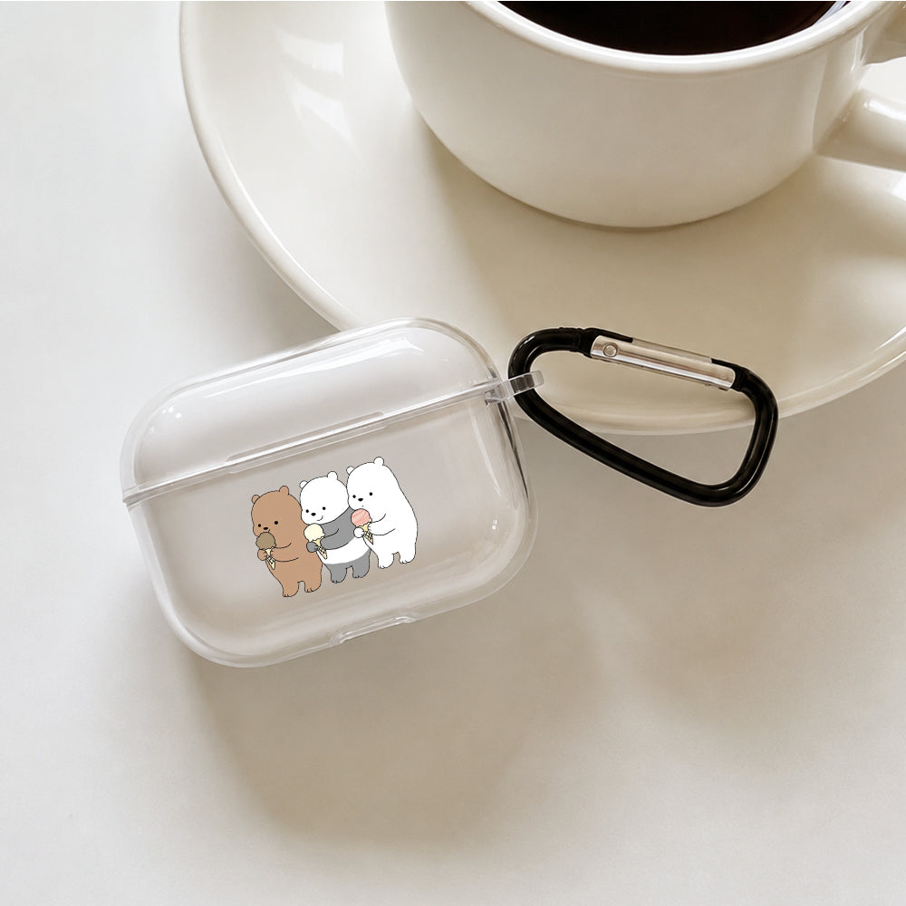 We Bare Bears Eat Ice Cream Protective Apple AirPods Pro 3 Clear Case | Shockproof Cover