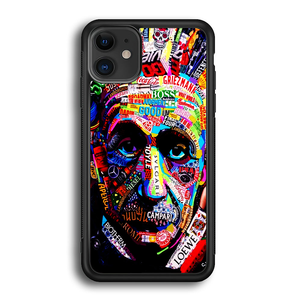 Albert Einstein Abstract iPhone 12 Case-Phone Case-Rubber Black (2D Case)-Altracase