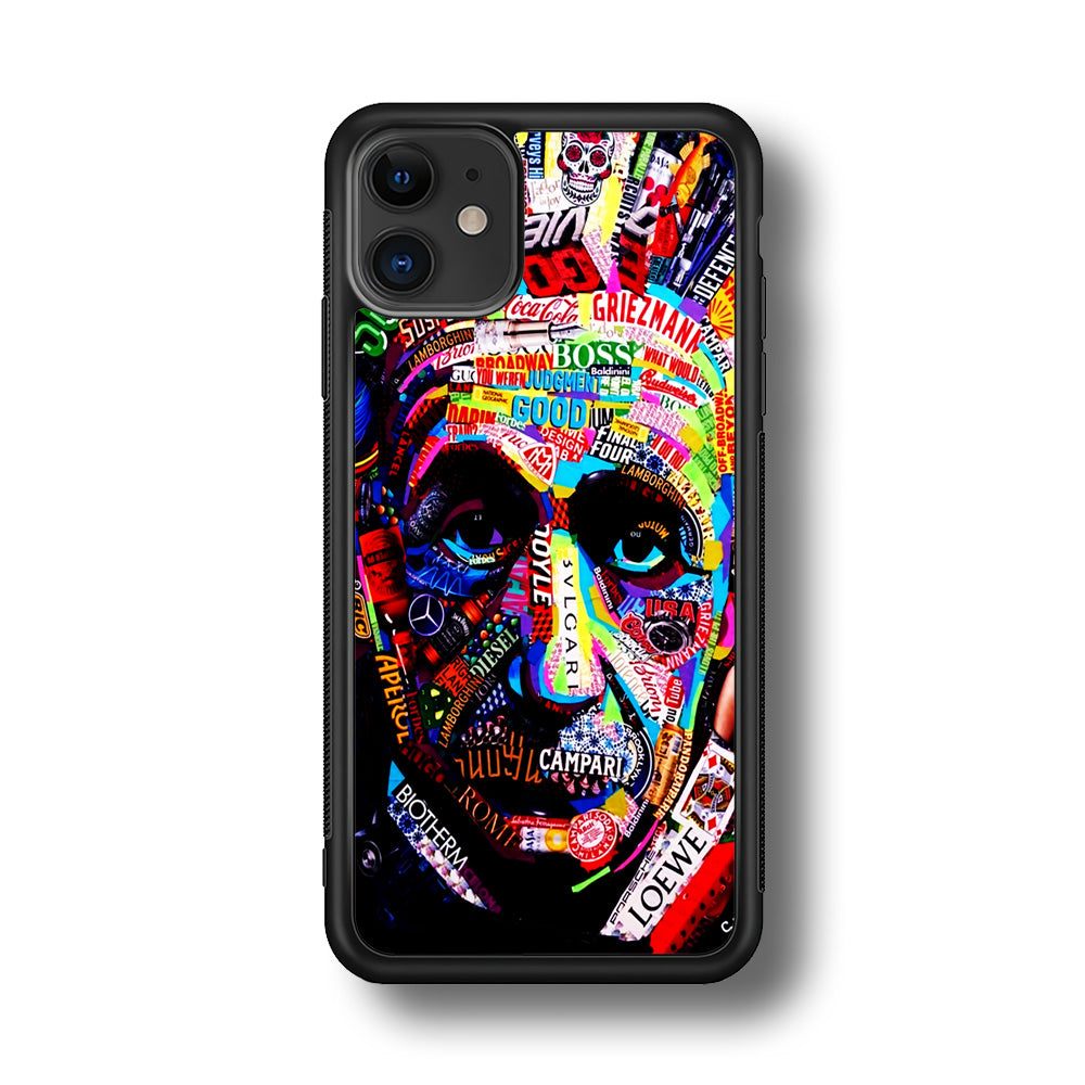 Albert Einstein Abstract iPhone 11 Case-Phone Case-Rubber Black (2D Case)-Altracase