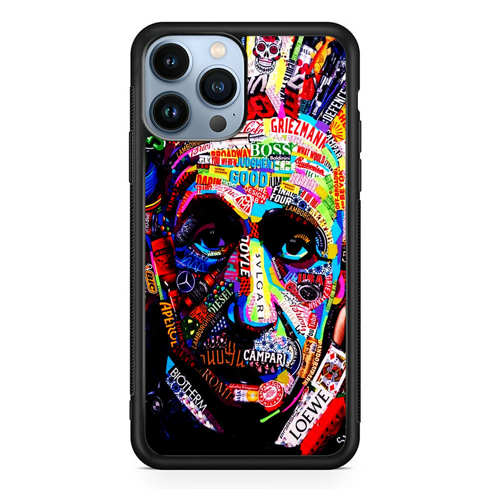 Albert Einstein Abstract iPhone 13 Pro Case-Phone Case-Rubber Black (2D Case)-Altracase