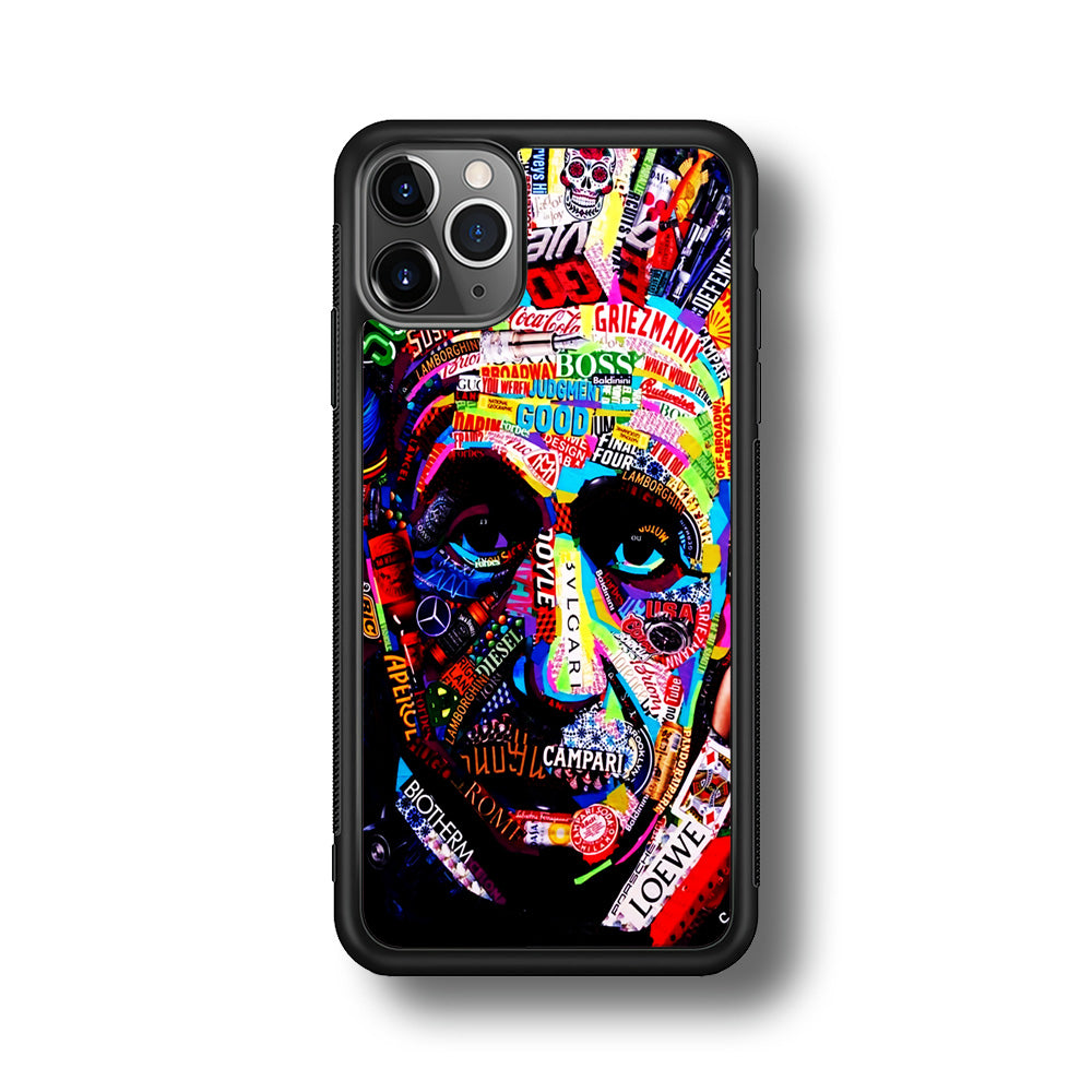 Albert Einstein Abstract iPhone 11 Pro Case-Phone Case-Rubber Black (2D Case)-Altracase