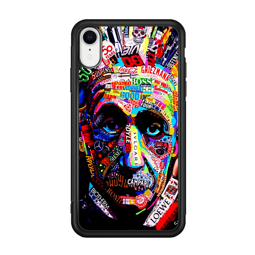 Albert Einstein Abstract iPhone XR Case-Phone Case-Rubber Black (2D Case)-Altracase