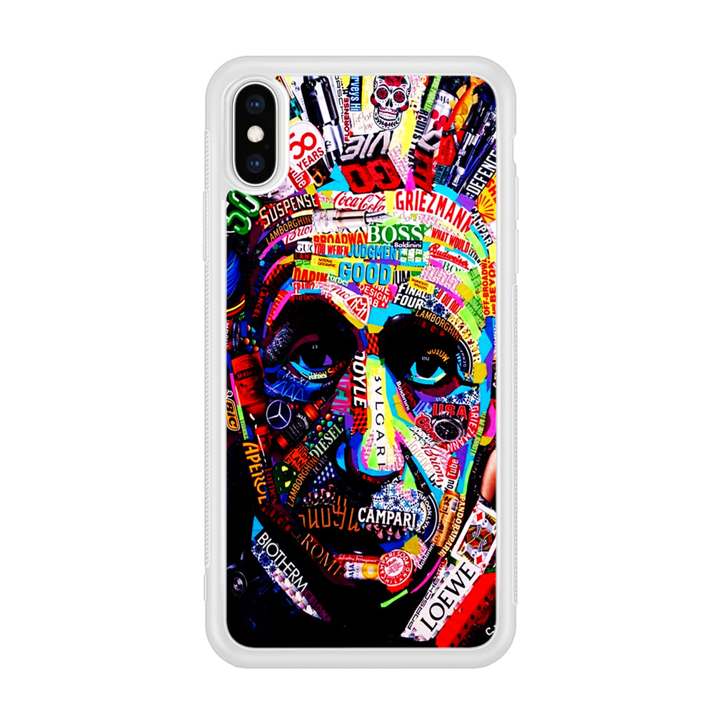 Albert Einstein Abstract iPhone X Case-Phone Case-Rubber White (2D Case)-Altracase