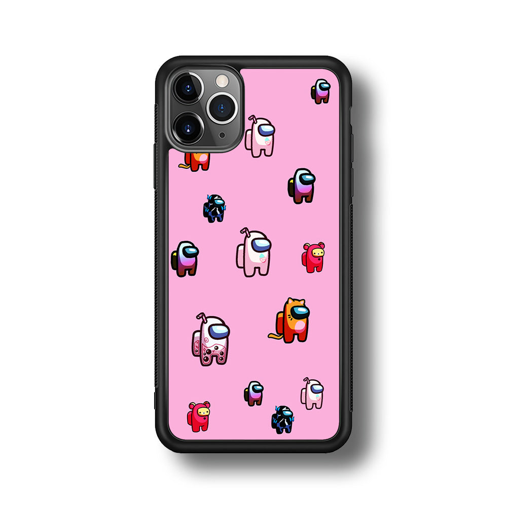 Among Us Cute Pink iPhone 11 Pro Case-Phone Case-Rubber Black (2D Case)-Altracase