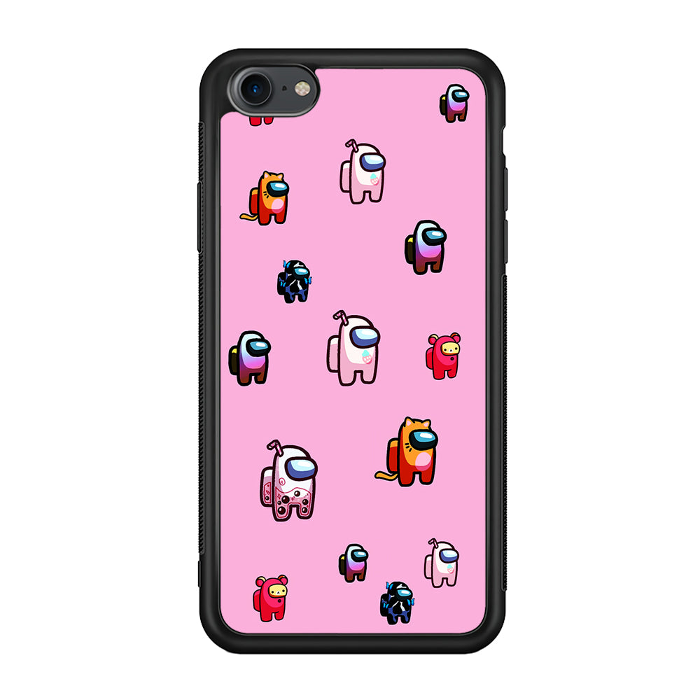 Among Us Cute Pink iPhone 7 Case-Phone Case-Rubber Black (2D Case)-Altracase