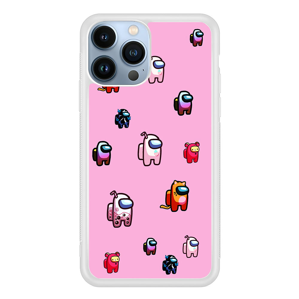 Among Us Cute Pink iPhone 13 Pro Case-Phone Case-Rubber White (2D Case)-Altracase