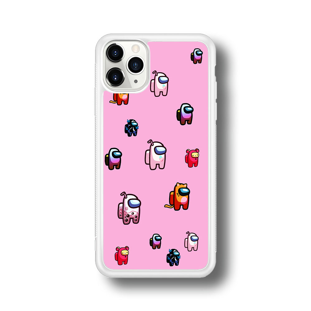 Among Us Cute Pink iPhone 11 Pro Case-Phone Case-Rubber White (2D Case)-Altracase