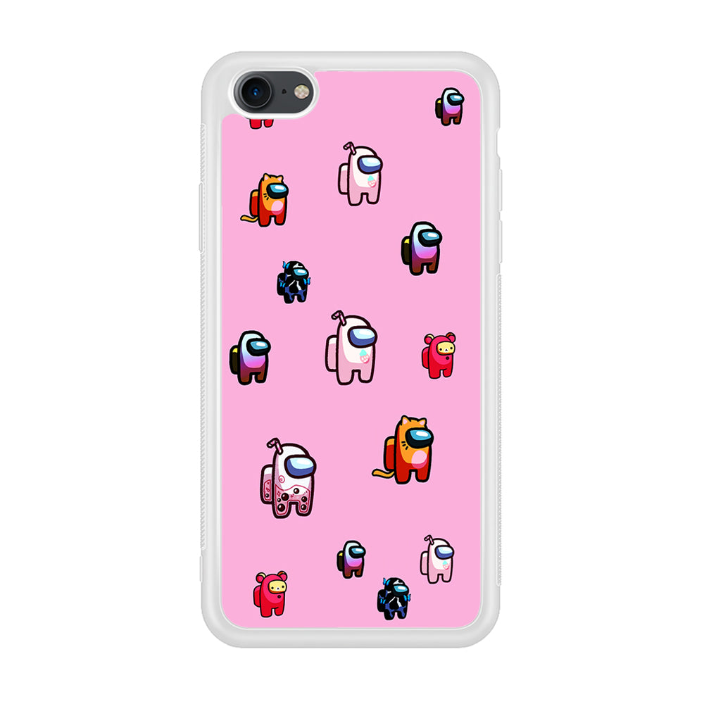 Among Us Cute Pink iPhone 7 Case-Phone Case-Rubber White (2D Case)-Altracase