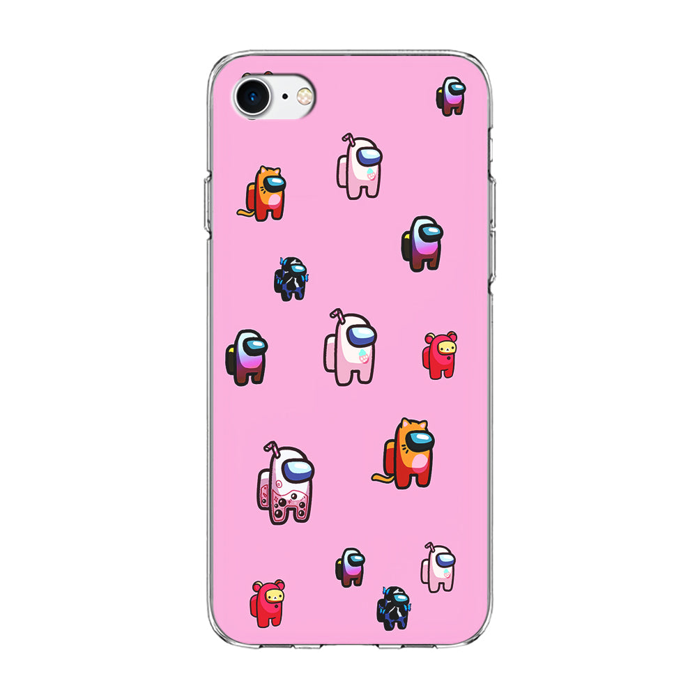 Among Us Cute Pink iPhone SE 3 2022 Case-Phone Case-Clear Soft Case-Altracase