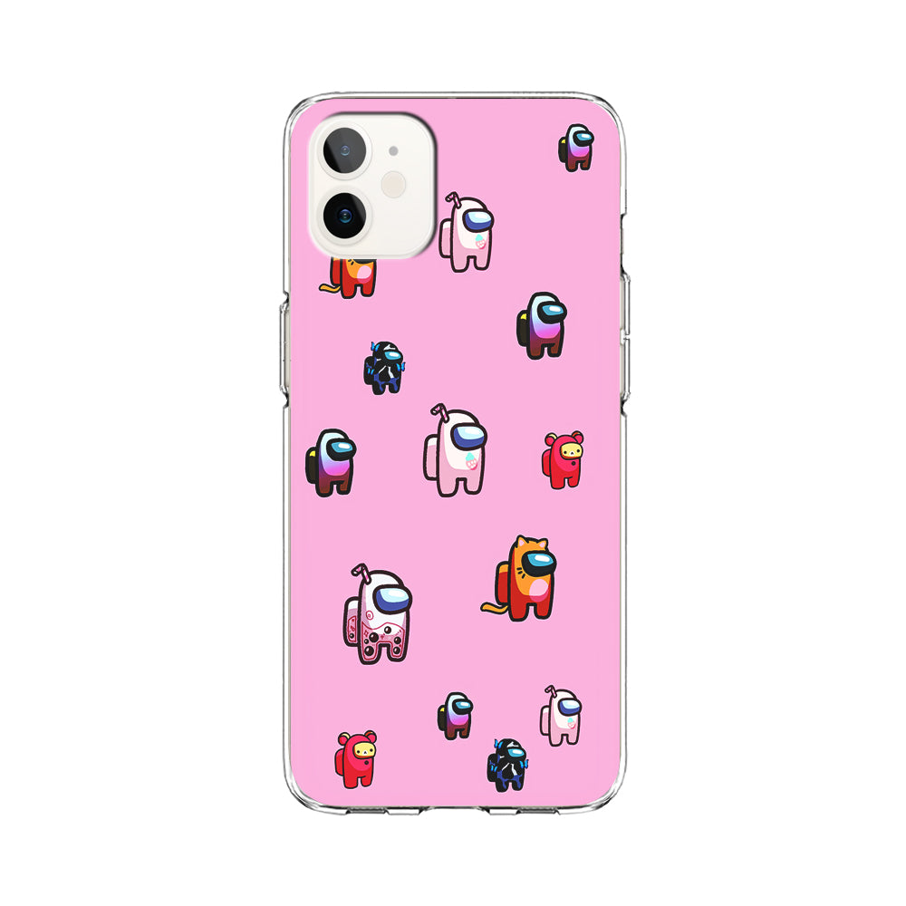 Among Us Cute Pink iPhone 12 Mini Case-Phone Case-Clear Soft Case-Altracase