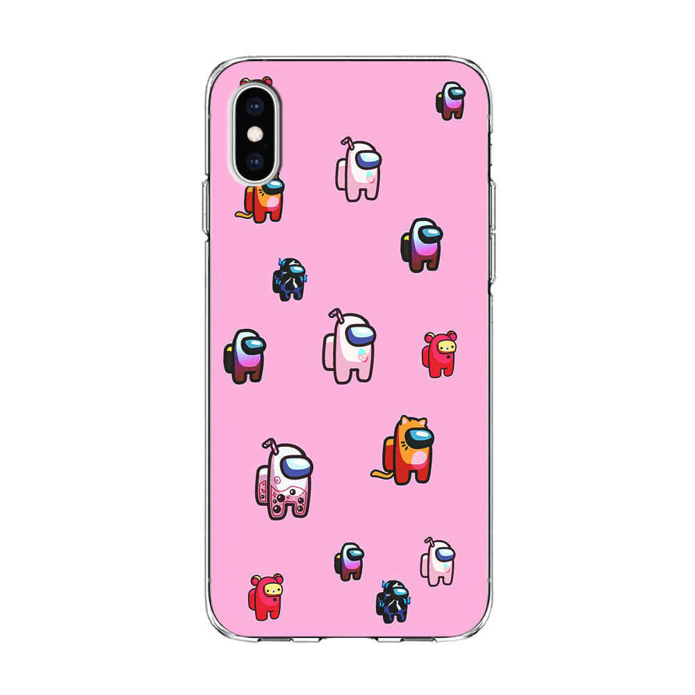 Among Us Cute Pink iPhone X Case-Phone Case-Clear Soft Case-Altracase