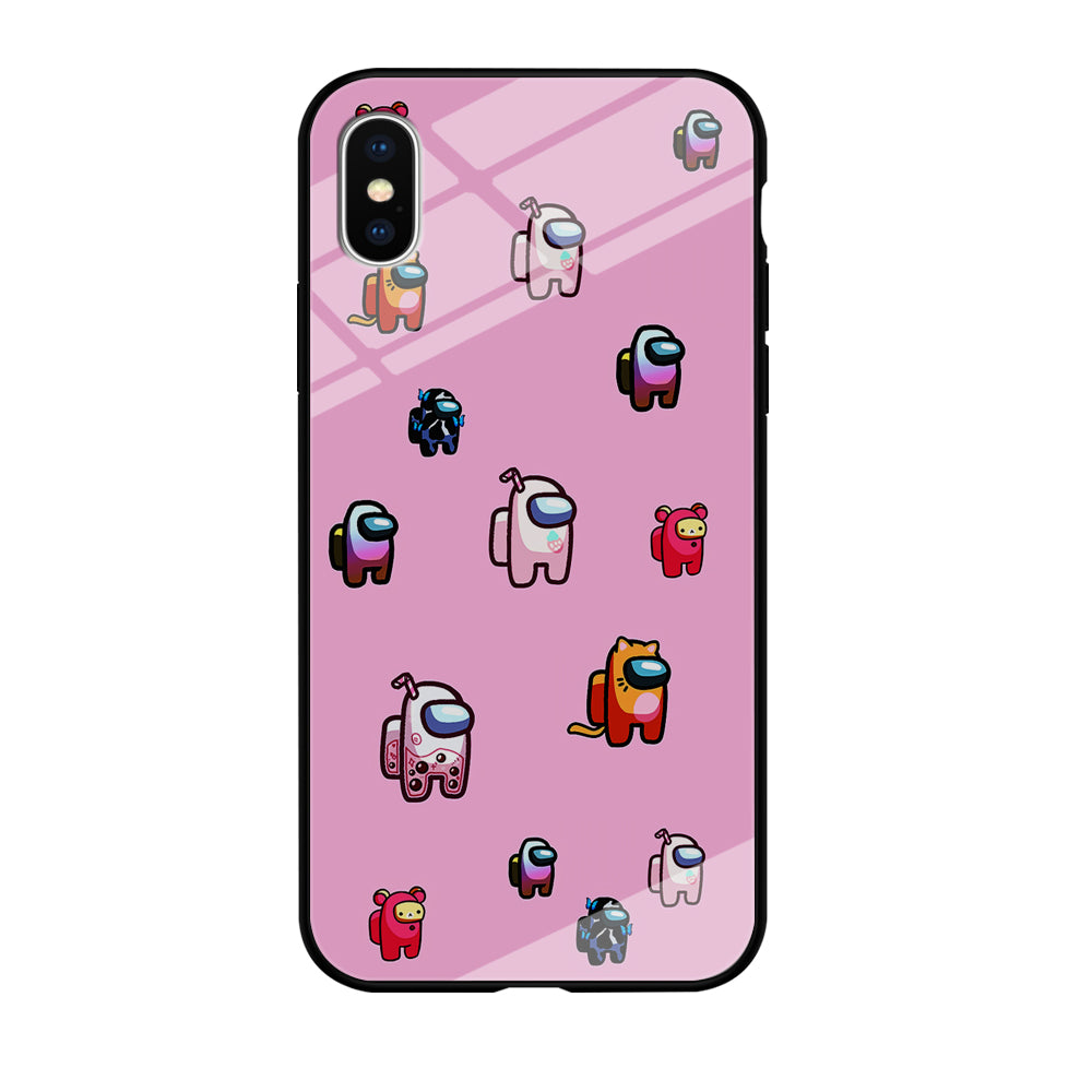 Among Us Cute Pink iPhone Xs Case-Phone Case-Tempered Glass Case-Altracase