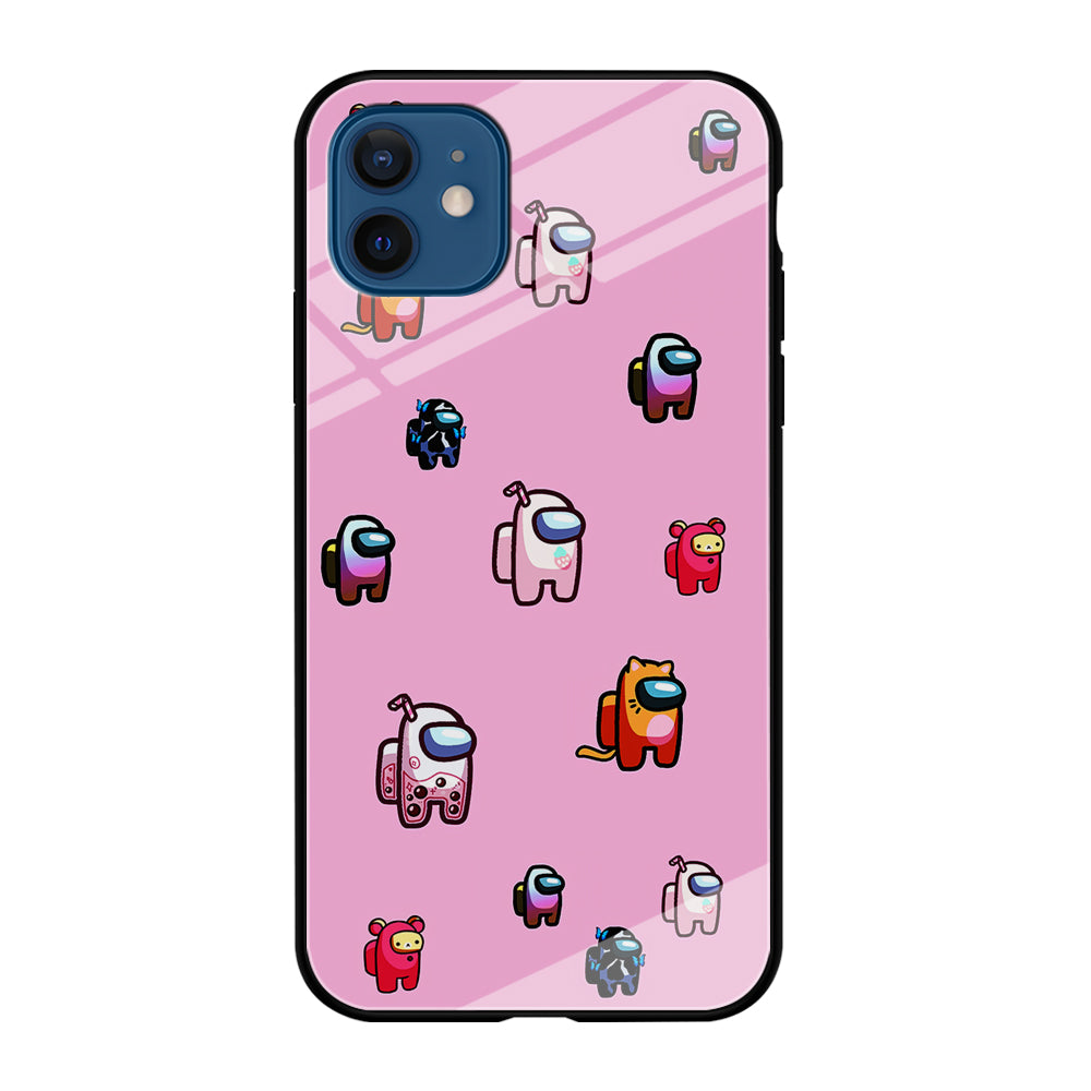 Among Us Cute Pink iPhone 12 Case-Phone Case-Tempered Glass Case-Altracase