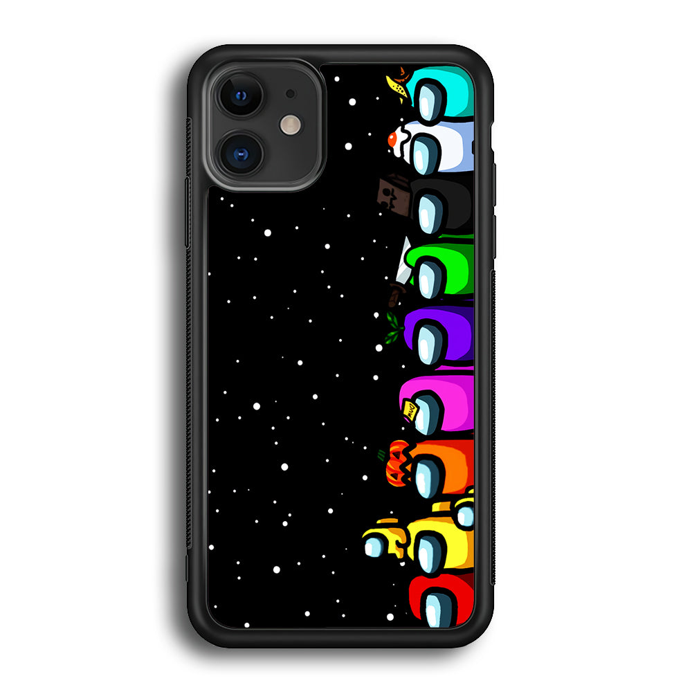 Among Us Galaxy iPhone 12 Case-Phone Case-Rubber Black (2D Case)-Altracase