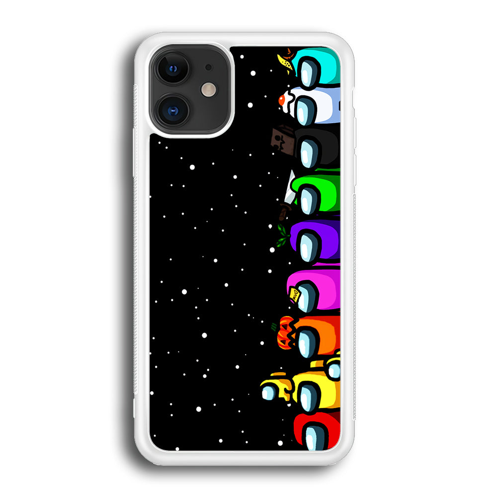 Among Us Galaxy iPhone 12 Case-Phone Case-Rubber White (2D Case)-Altracase