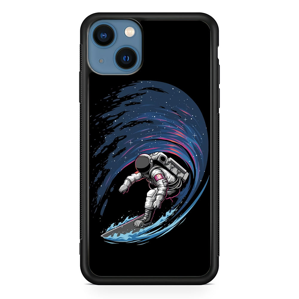 Astronaut Surfing The Sky iPhone 13 Case-Phone Case-Rubber Black (2D Case)-Altracase