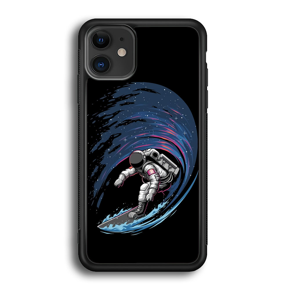 Astronaut Surfing The Sky iPhone 12 Case-Phone Case-Rubber Black (2D Case)-Altracase