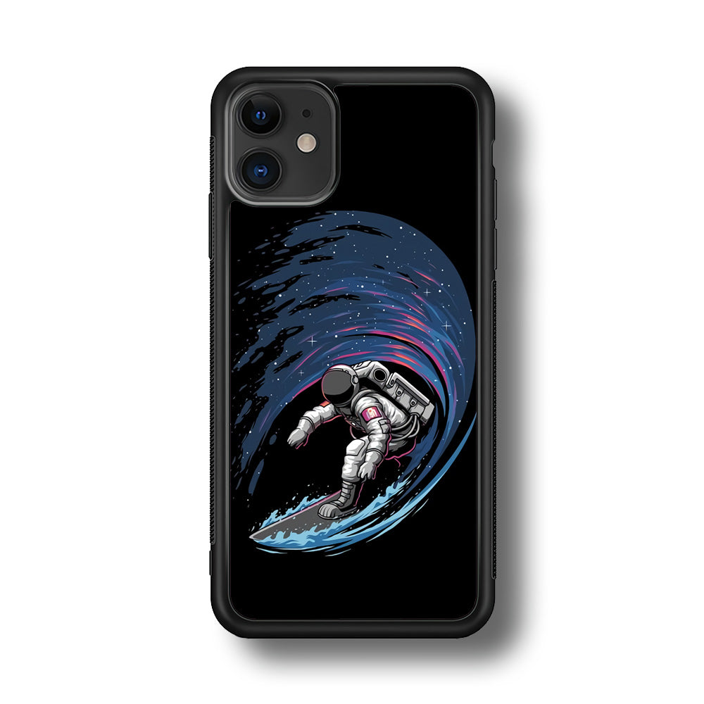 Astronaut Surfing The Sky iPhone 11 Case-Phone Case-Rubber Black (2D Case)-Altracase