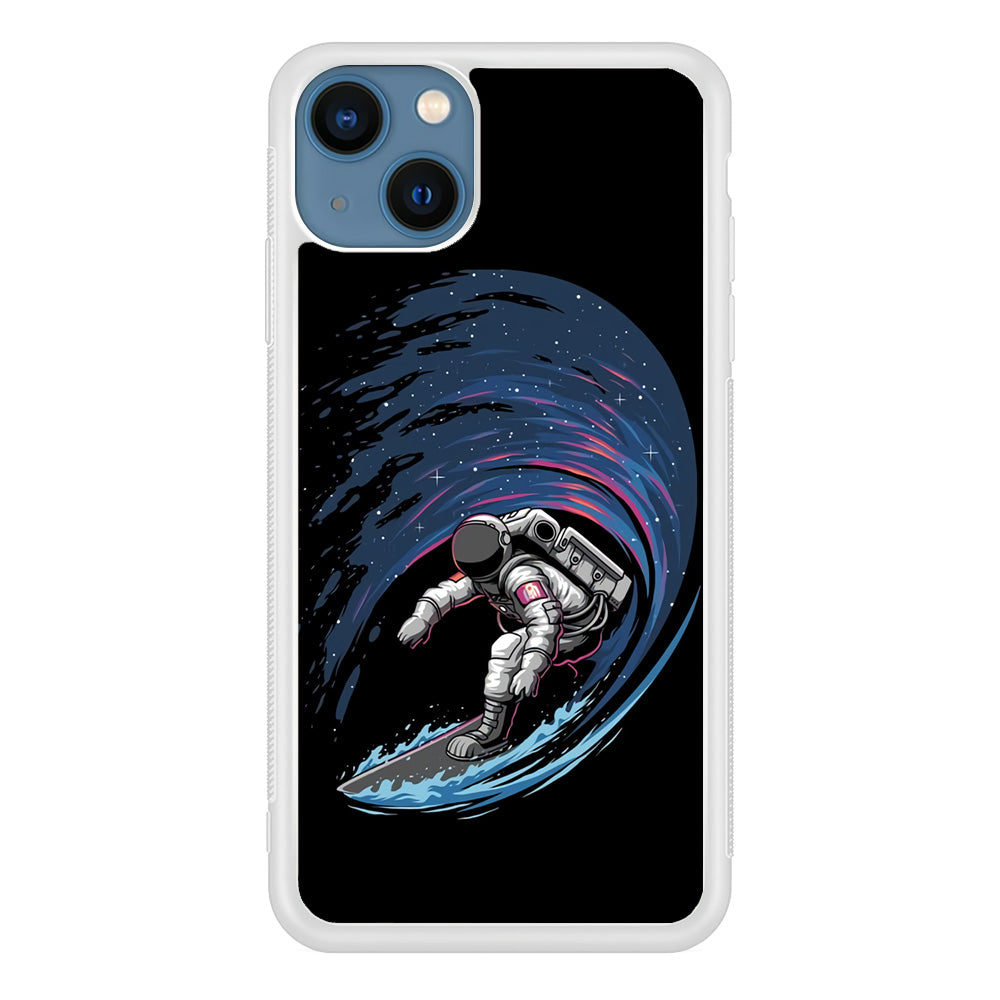 Astronaut Surfing The Sky iPhone 13 Case-Phone Case-Rubber White (2D Case)-Altracase