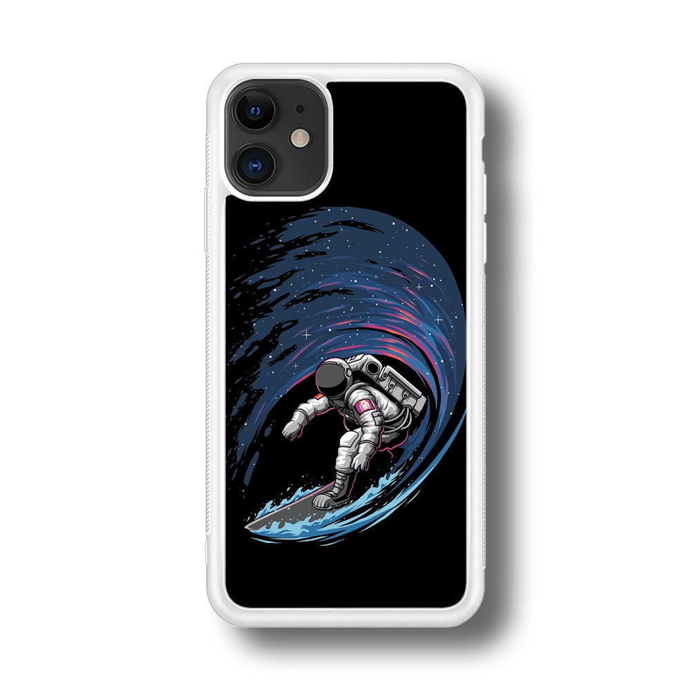 Astronaut Surfing The Sky iPhone 11 Case-Phone Case-Rubber White (2D Case)-Altracase