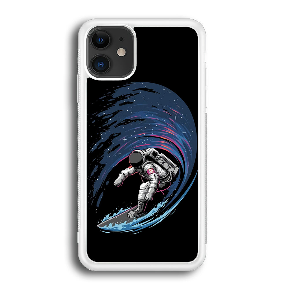 Astronaut Surfing The Sky iPhone 12 Case-Phone Case-Rubber White (2D Case)-Altracase