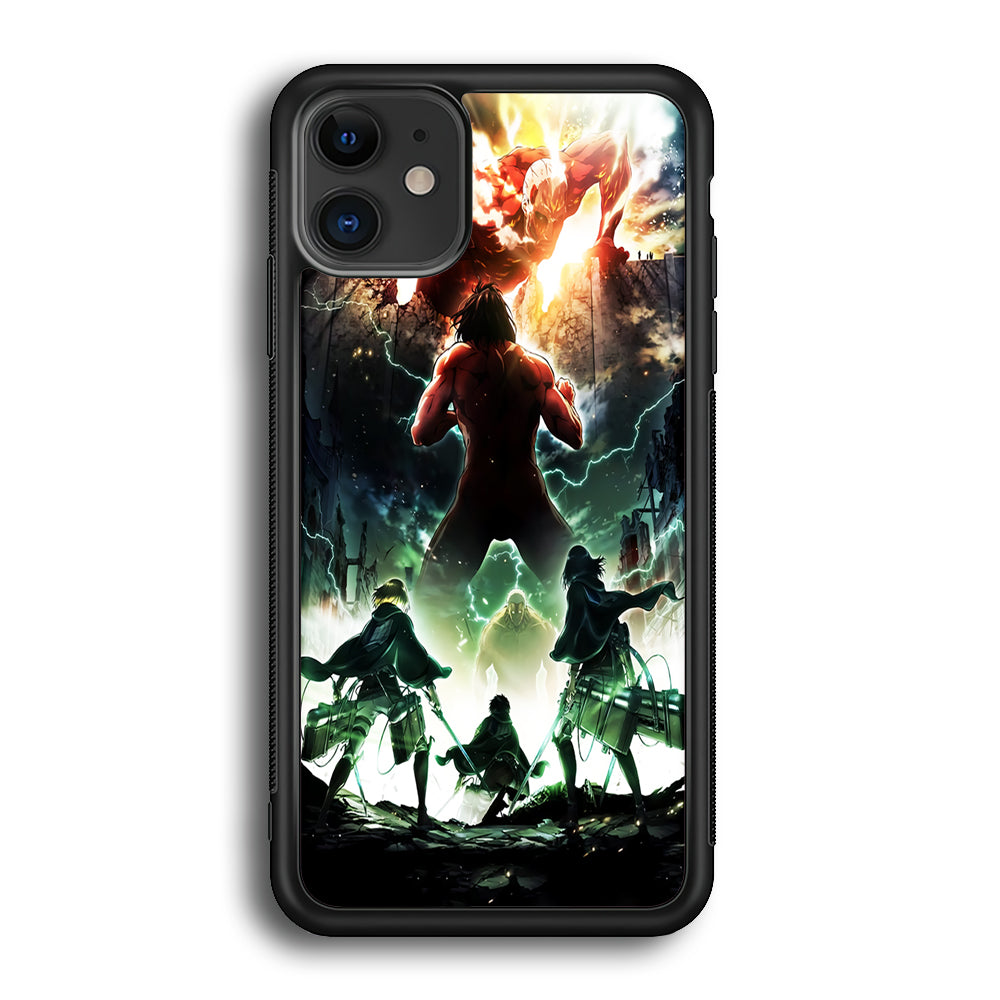 Attack On Titan Broken Wall iPhone 12 Case-Phone Case-Rubber Black (2D Case)-Altracase
