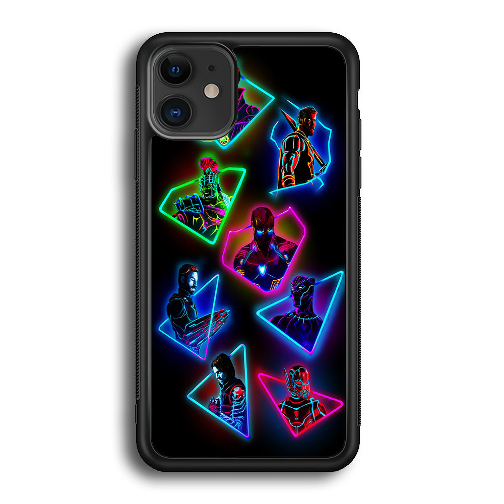 Avengers Glow Neon iPhone 12 Case-Phone Case-Rubber Black (2D Case)-Altracase