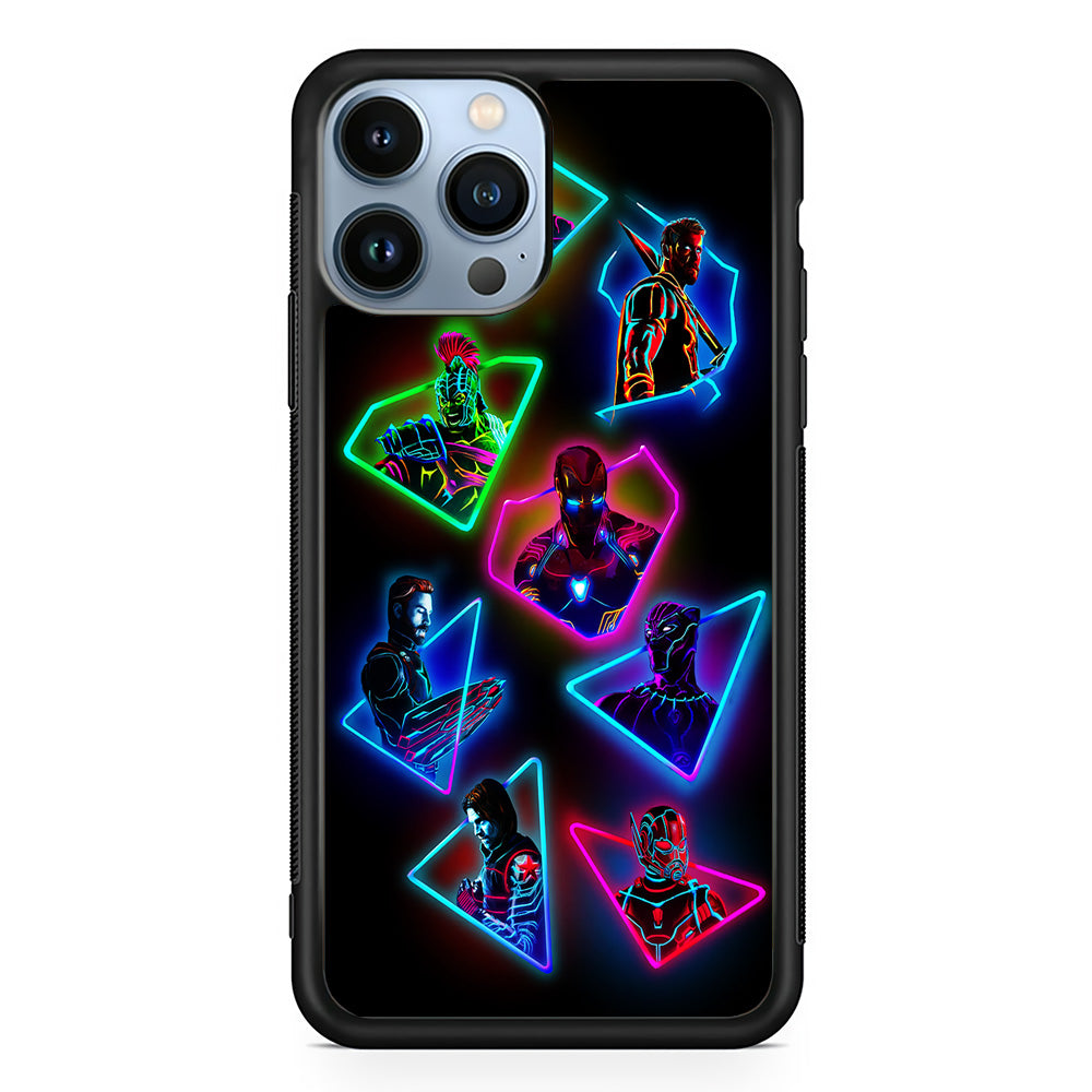 Avengers Glow Neon iPhone 15 Pro Case-Phone Case-Rubber Black (2D Case)-Altracase