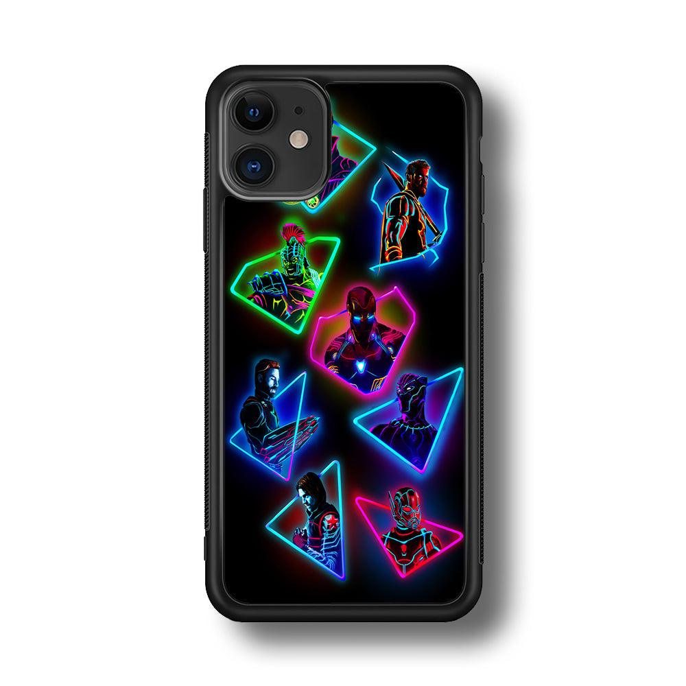 Avengers Glow Neon iPhone 11 Case-Phone Case-Rubber Black (2D Case)-Altracase
