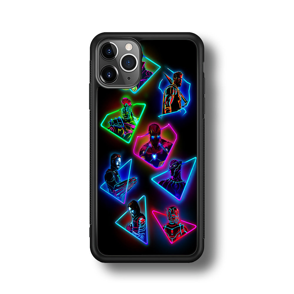 Avengers Glow Neon iPhone 11 Pro Case-Phone Case-Rubber Black (2D Case)-Altracase