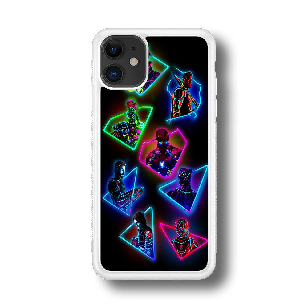 Avengers Glow Neon iPhone 11 Case-Phone Case-Rubber White (2D Case)-Altracase