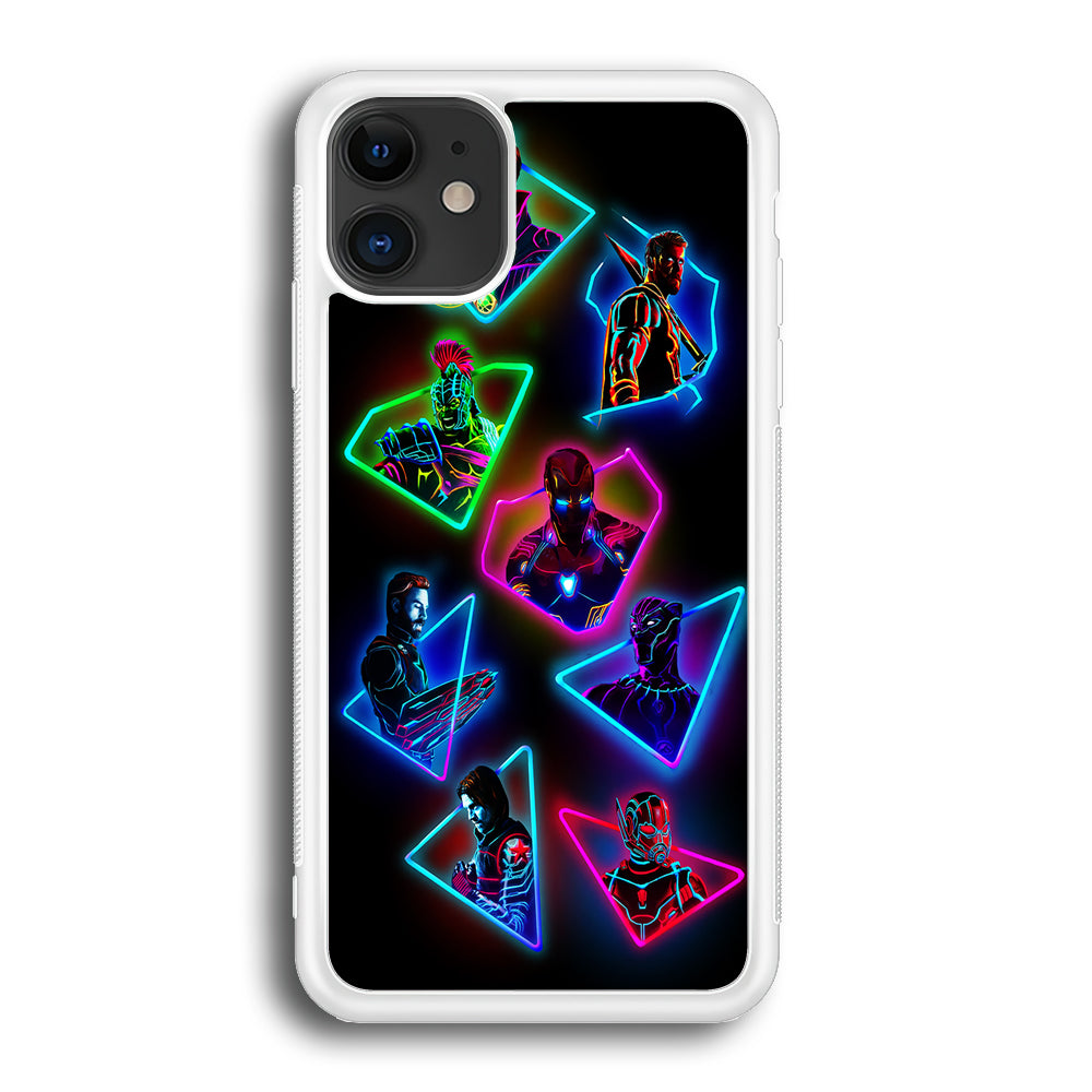 Avengers Glow Neon iPhone 12 Case-Phone Case-Rubber White (2D Case)-Altracase