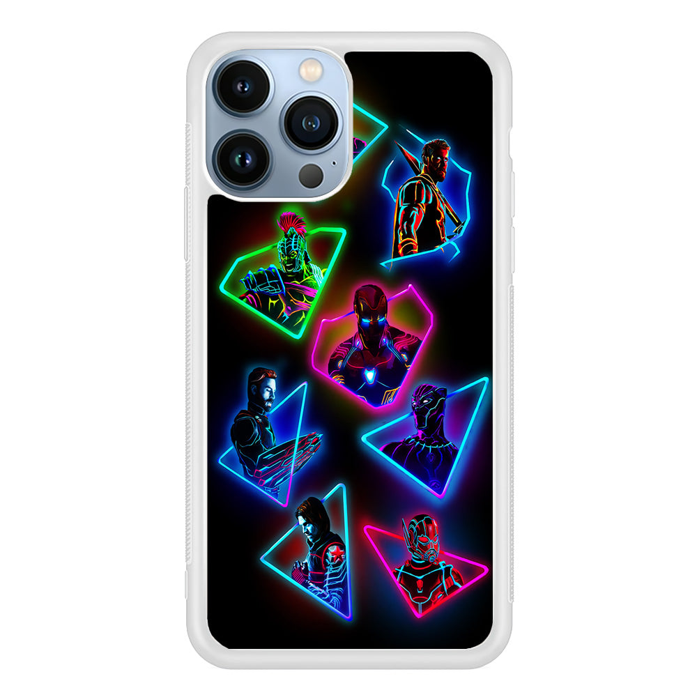 Avengers Glow Neon iPhone 15 Pro Case-Phone Case-Rubber White (2D Case)-Altracase
