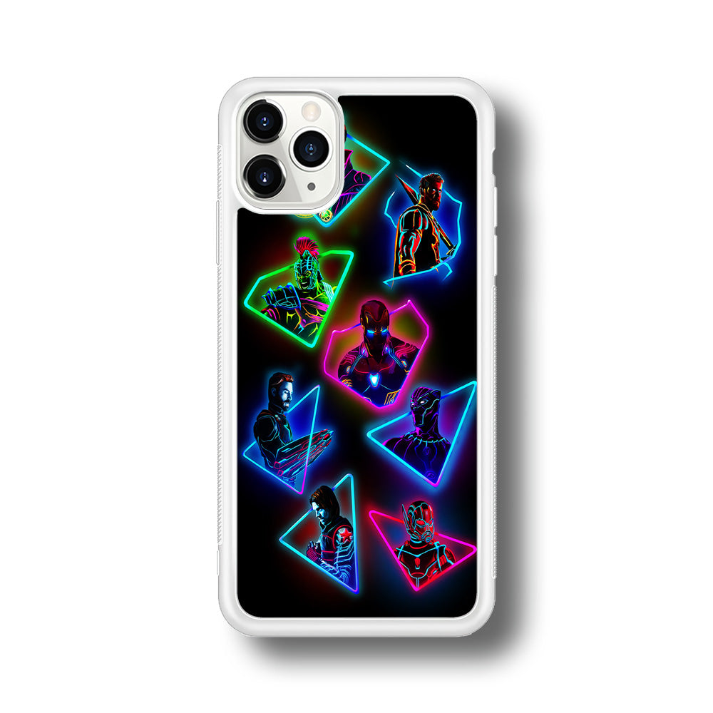 Avengers Glow Neon iPhone 11 Pro Case-Phone Case-Rubber White (2D Case)-Altracase