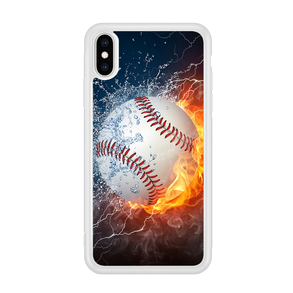 Baseball Ball Cool Art iPhone Xs Max Case-Phone Case-Rubber White (2D Case)-Altracase